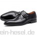 Herren Slipper Lederschuhe Klassisch Derby für Business Freizeit Anzugschuhe Monkstrap Schuhe mit Schnalle Schwarz Braun