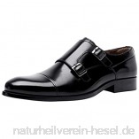 Santimon Herren Lederschuhe Anzugschuhe mit Schnalle Klassisch Derby für Business Freizeit Monkstrap Schuhe Schwarz Braun