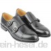 Xposed Herren Schwarz Brown Echtes Leder Vintage-Elegant Beiläufig Formal Wedding Dress Doppelriemen Monk Schuhe