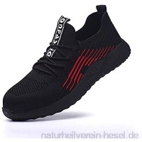 meng Sicherheitsschuhe Herren Arbeitsschuhe Damen Leicht Atmungsaktiv Schutzschuhe Stahlkappe Sneaker (Color : Black  Size : 36)