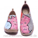 UIN Croissant Paths Damen Slip On Schuhe Lässige Wanderschuhe Leicht Loafer Schuhe Bemalter Reiseschuh Canvas Pink