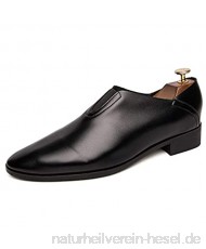 Lässige Schuhe Herrenkleidschuhe stilvolle schwarze klassische Patchwork-Müßiggänger mit elastischem Oxford-Nachahmungs-Leder an beiden Enden (Color : Black Size : 44 EU)