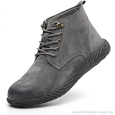 YUANB High-Top-Anti-Smashing Anti-Punktion weiche Arbeitssicherheit Schuhe Vier-Saison-Schutzschuhe Sicherheitsschuhe grey-43